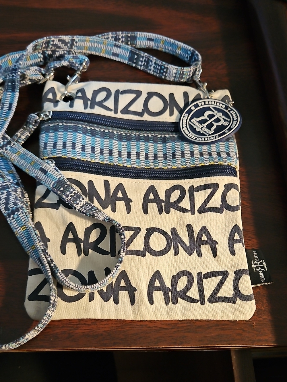 Robin Ruth Blue and Cream Arizona Canvas Crossbody Bag